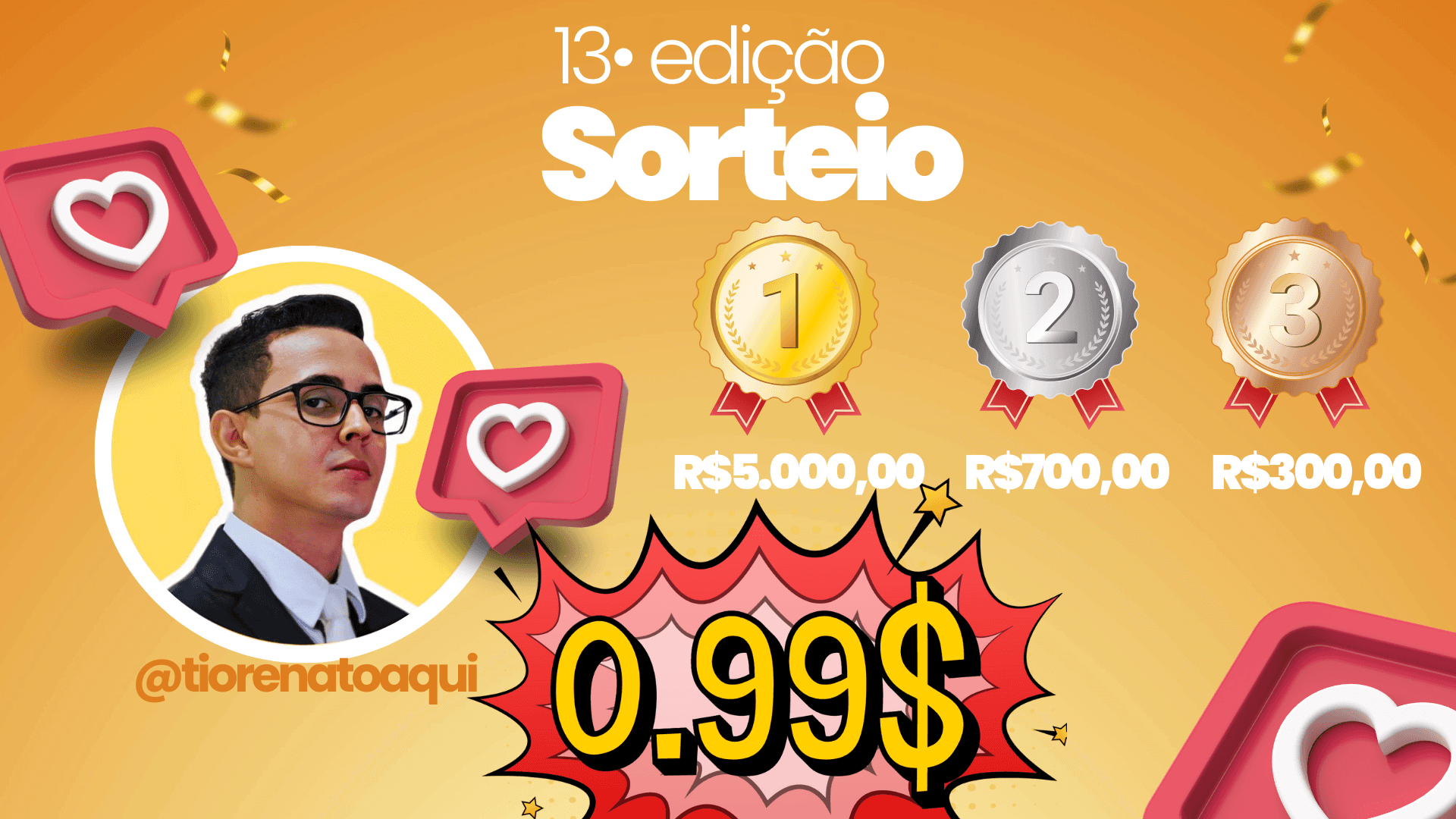 🎉 13ª Edição do Sorteio do Tio Renato – R$ 5.000,00 no PIX + Muitos Prêmios! 🎟️💰🔥