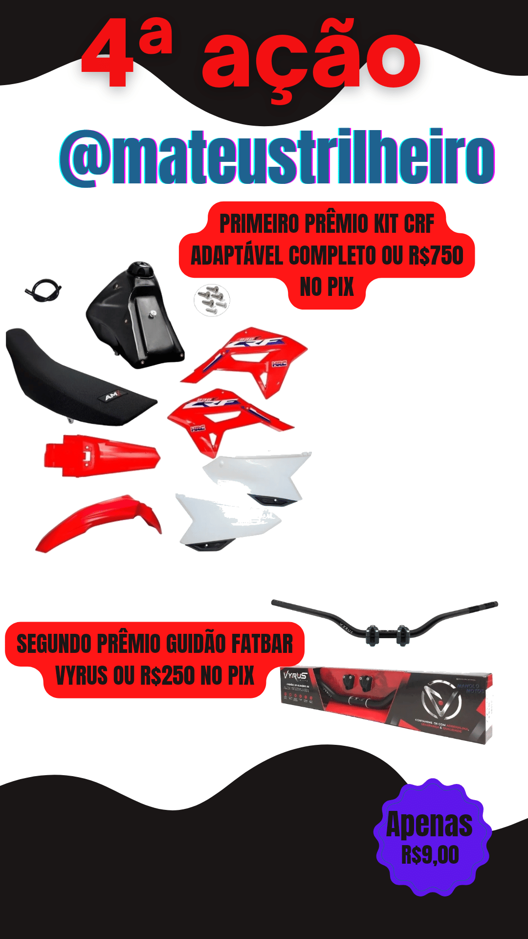 KIT CRF E GUIDÃO FAT BAR VYRUS