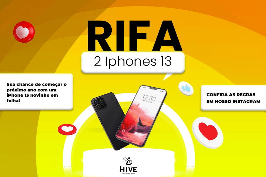 Rifa de final de ano: 2 IPhones 13 em jogo! Boa sorte a todos!!!!📱