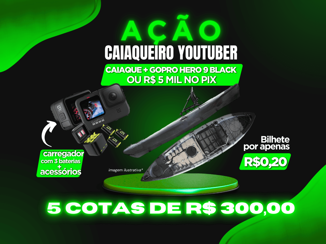 CAIAQUE CAIMAN 100 + KIT GOPRO OU 5K NO PIX