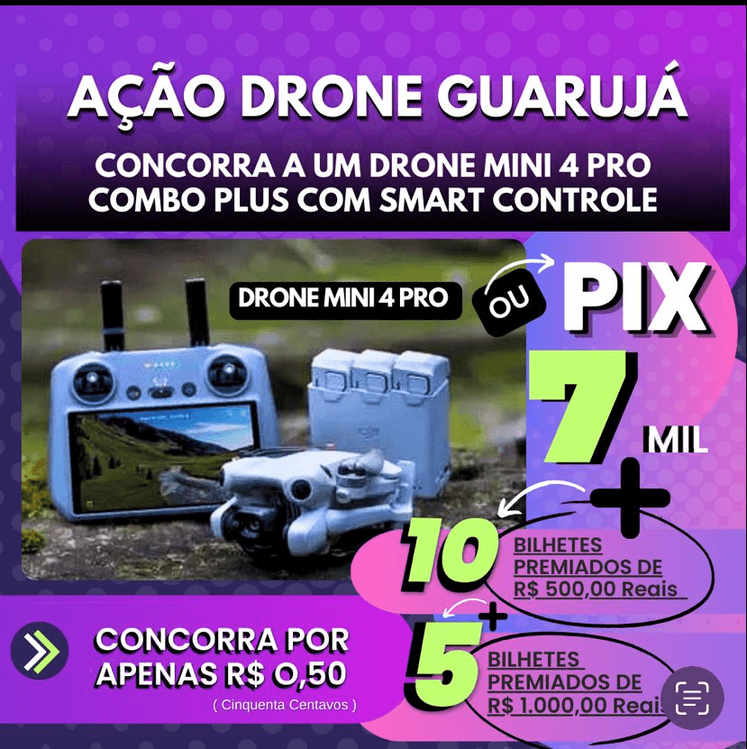 2° ação Mini 4 Pro Combo Plus com Smart ou 7 mil no Pix