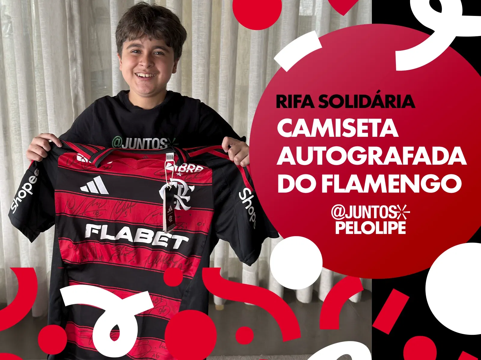 CAMISETA AUTOGRAFADA FLAMENGO @JUNTOSPELOLIPE