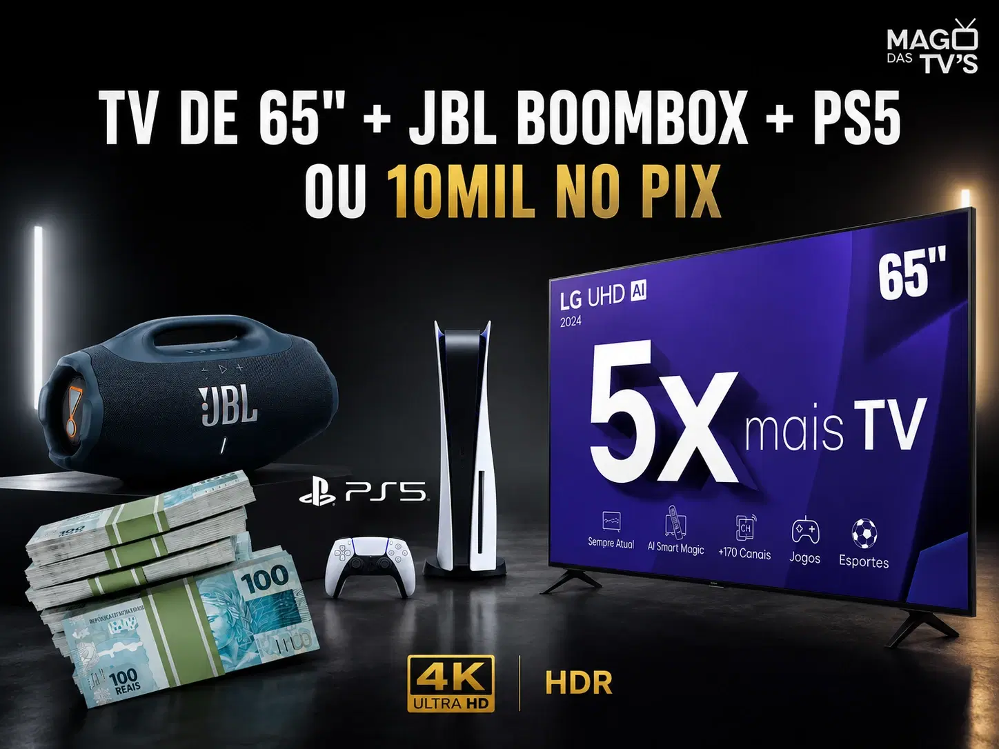 TV DE 65+ JBL BOOMBOX+ PS5 OU 10 MIL NO PIX