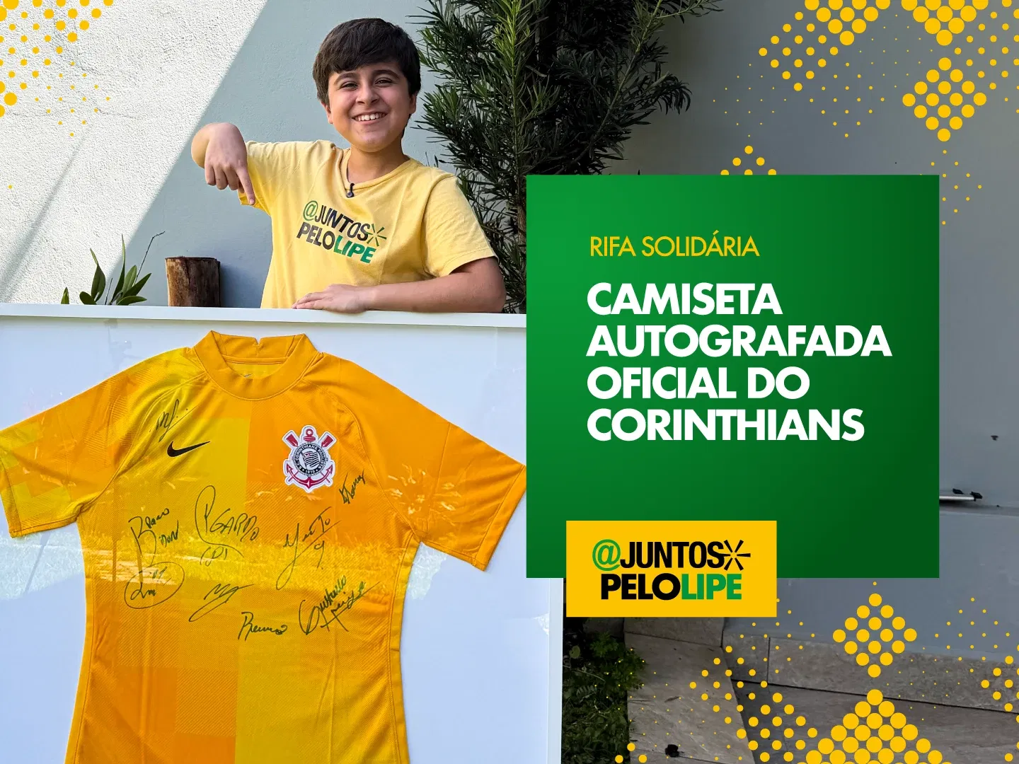 CAMISETA AUTOGRAFADA CORINTHIANS @JUNTOSPELOLIPE