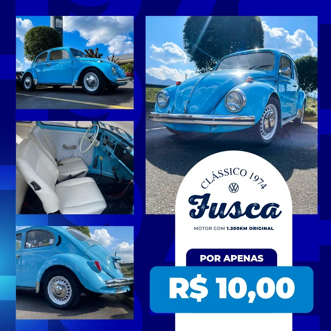 Fusca  74 Azul Caiçara, Números Limitados - Cota Premiada Ativa - Roleta Liberada Click Agora